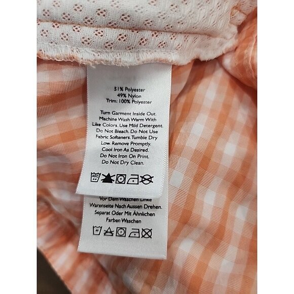 Eddie Bauer Sleeveless Top Quick Dry Orange Plaid Zip Pocket womens Medium - Picture 6 of 7
